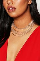 Boohoo Plus Diamante Layered Choker