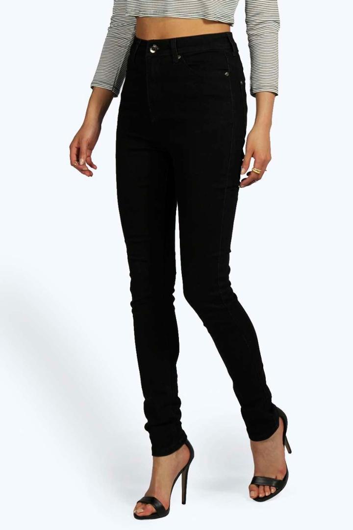 Boohoo Rhea High Waisted Classic Stretch Skinny Jeans Black