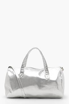 Boohoo Nicole Silver Glitter Duffle Bag