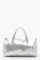 Boohoo Nicole Silver Glitter Duffle Bag
