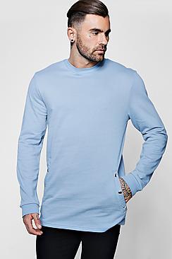 Boohoo Longline Sweater With Popper Button