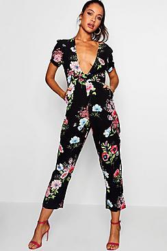 Boohoo Tea Style Floral Culotte Jumpsuit