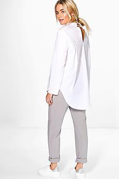 Boohoo Sophie D Ring Detail Cotton Shirt