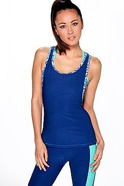 Boohoo Lena Fit Breathable Printed Trim Vest
