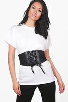 Boohoo Maya Lace Corset Belt Tee