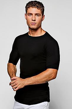Boohoo Raglan Muscle Fit Man Tee With Curve Hem