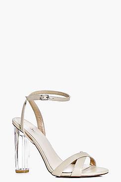 Boohoo Jess Cross Strap Clear Heel Two Part