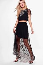 Boohoo Izzy Boutique Mesh Embellished Skirt & Crop Co-ord