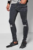Boohoo Spray On Skinny Jeans With Ripped Knees Grey