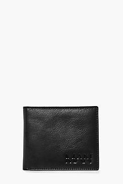 Boohoo Black Real Leather Man Embossed Wallet