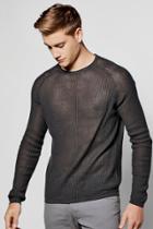 Boohoo Bagel Neck Draped Jumper With Open Knit Charcoal