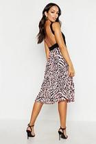 Boohoo Printed Pleated Midi Skirt