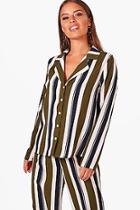 Boohoo Petite Kimmy Stripe Pyjama Style Co-ord Shirt