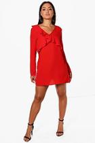 Boohoo Georgia Ruffle Detail Shift Dress