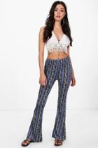 Boohoo Carly Printed Legging Flares Black