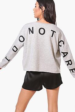 Boohoo Eva 'i Do Not Care' Lounge Top