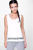 Boohoo Eliza Fit Believe Drop Arm Tank Top White