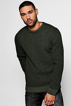 Boohoo Two Colour Chunky Crew Jumper