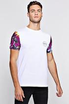 Boohoo Floral Sleeve Print Man Logo T-shirt