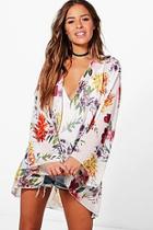 Boohoo Petite Katy Floral Waterfall Kimono