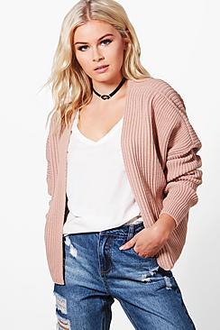 Boohoo Oversized Rib Cropped Cardigan