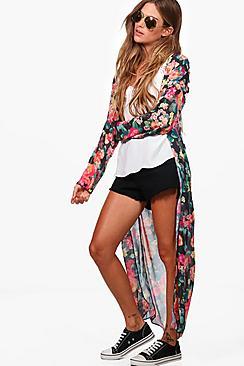 Boohoo Lucy Floral Chiffon Maxi Kimono