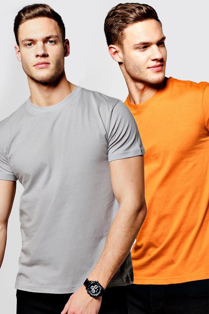 Boohoo 2 Pack Regular Fit Crew Neck T Shirts Multi