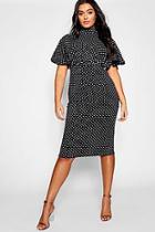 Boohoo Plus Polka Dot Midi Dress