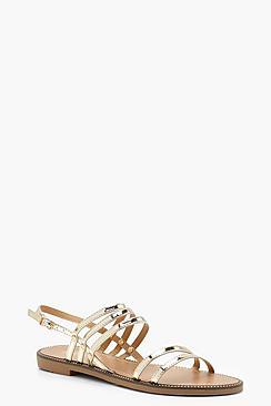 Boohoo Multi Strap Flat Sandals