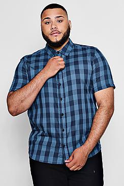 Boohoo Big And Tall Large Check Short Sleeve Shirt