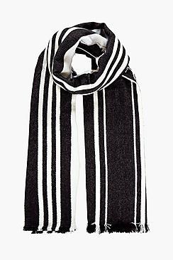 Boohoo Lydia Varied Stripe Wool Oversize Scarf