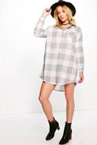 Boohoo Emillie Flannel Shirt Dress Blue
