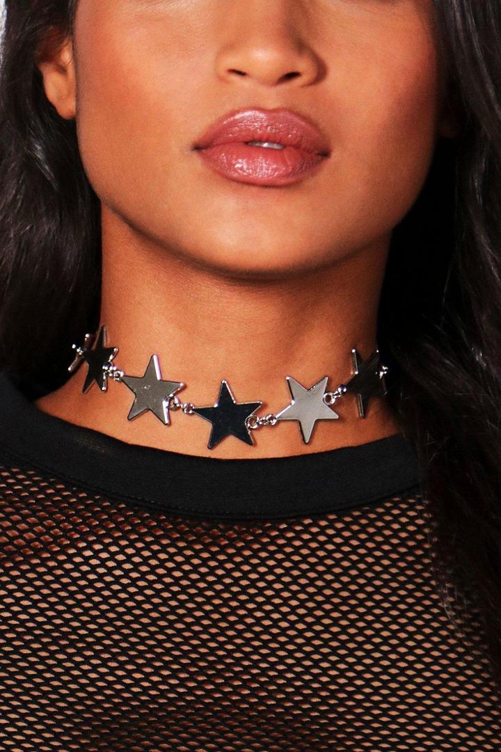 Boohoo Sophie Metal Stae Choker Silver
