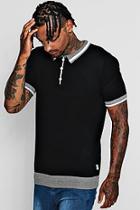 Boohoo Short Sleeve Knitted Polo With Tipping