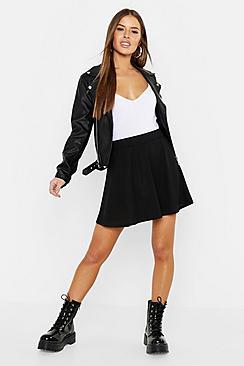 Boohoo Petite Ribbed Basic Skater Skirt