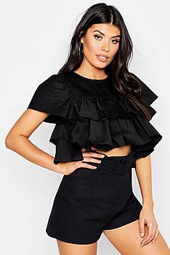 Boohoo Ruffle Smock Top