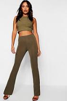 Boohoo Ribbed Skinny Flared Trousers