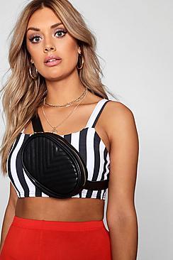 Boohoo Plus Quilted Chevron Belted Bum Bag