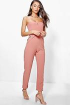 Boohoo Tall Darcy Bandeau Zip Notch Neck Jumpsuit