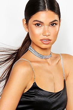 Boohoo Premium Diamante Statement Choker