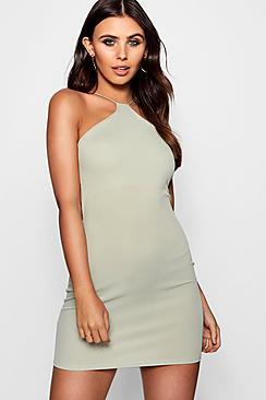 Boohoo Petite Rib Strappy Bodycon Dress