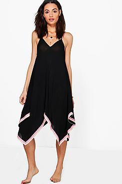 Boohoo Grace Neon Embroidered Beach Dress