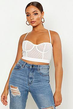 Boohoo Dobby Mesh Crop