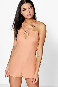 Boohoo Aura Strap Work Playsuit