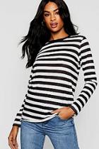 Boohoo Tall Long Sleeve Stripe Tee