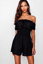 Boohoo Tall Eleanor Cap Sleeve Shirred Waist Playsuit