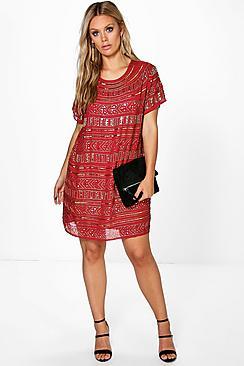 Boohoo Plus Mona Sequin Embellished Shift Dress