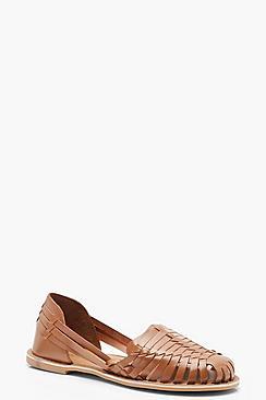 Boohoo Leather Woven Ballets
