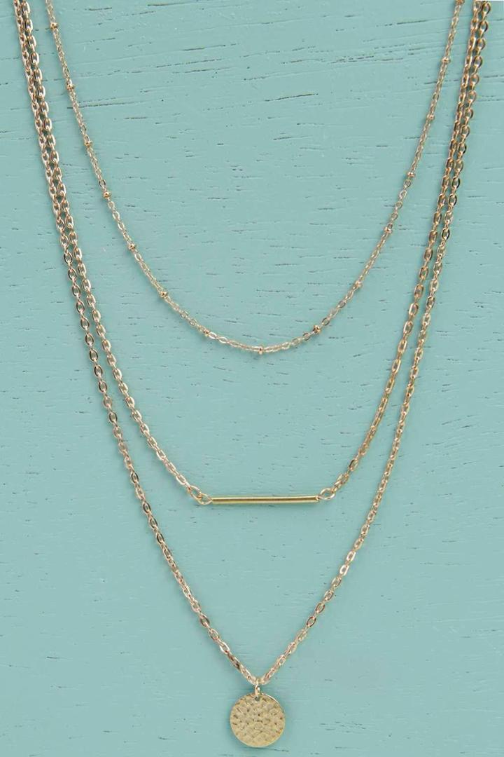 Boohoo Maria Bar And Coin Layered Necklace Gold