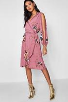 Boohoo Boutique Ayn Floral Split Sleeve Wrap Dress